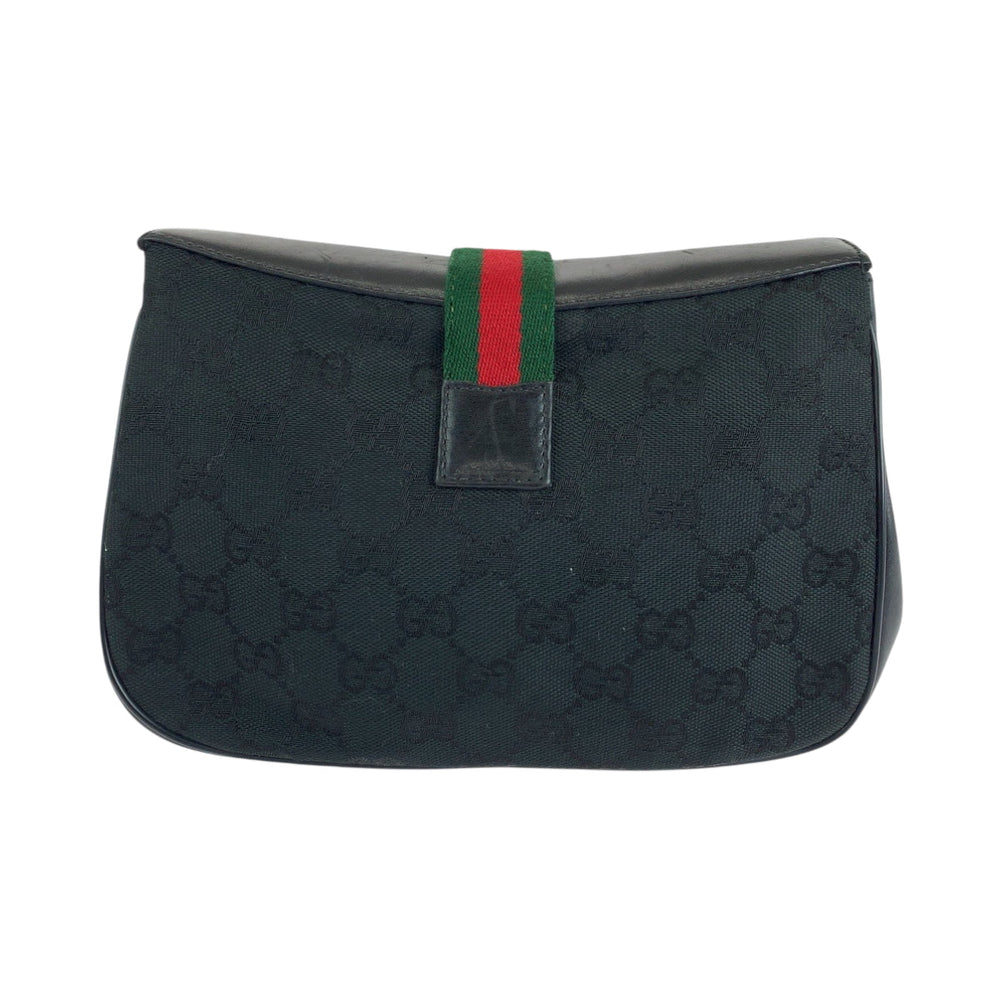 GUCCI Shoulder Bag 10 02 024 GG canvas, leather Black GoldMetal Shoulder Bag pochette Old Gucci Shelly Line Women Used Authentic