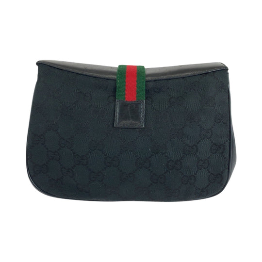 GUCCI Shoulder Bag 10 02 024 GG canvas, leather Black GoldMetal Shoulder Bag pochette Old Gucci Shelly Line Women Used Authentic