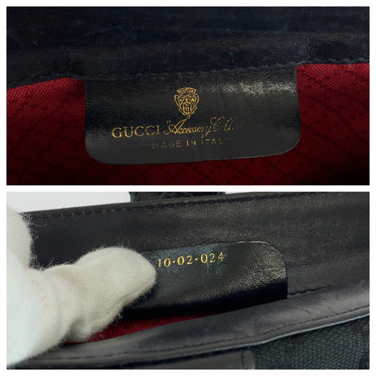 GUCCI Shoulder Bag 10 02 024 GG canvas, leather Black GoldMetal Shoulder Bag pochette Old Gucci Shelly Line Women Used Authentic