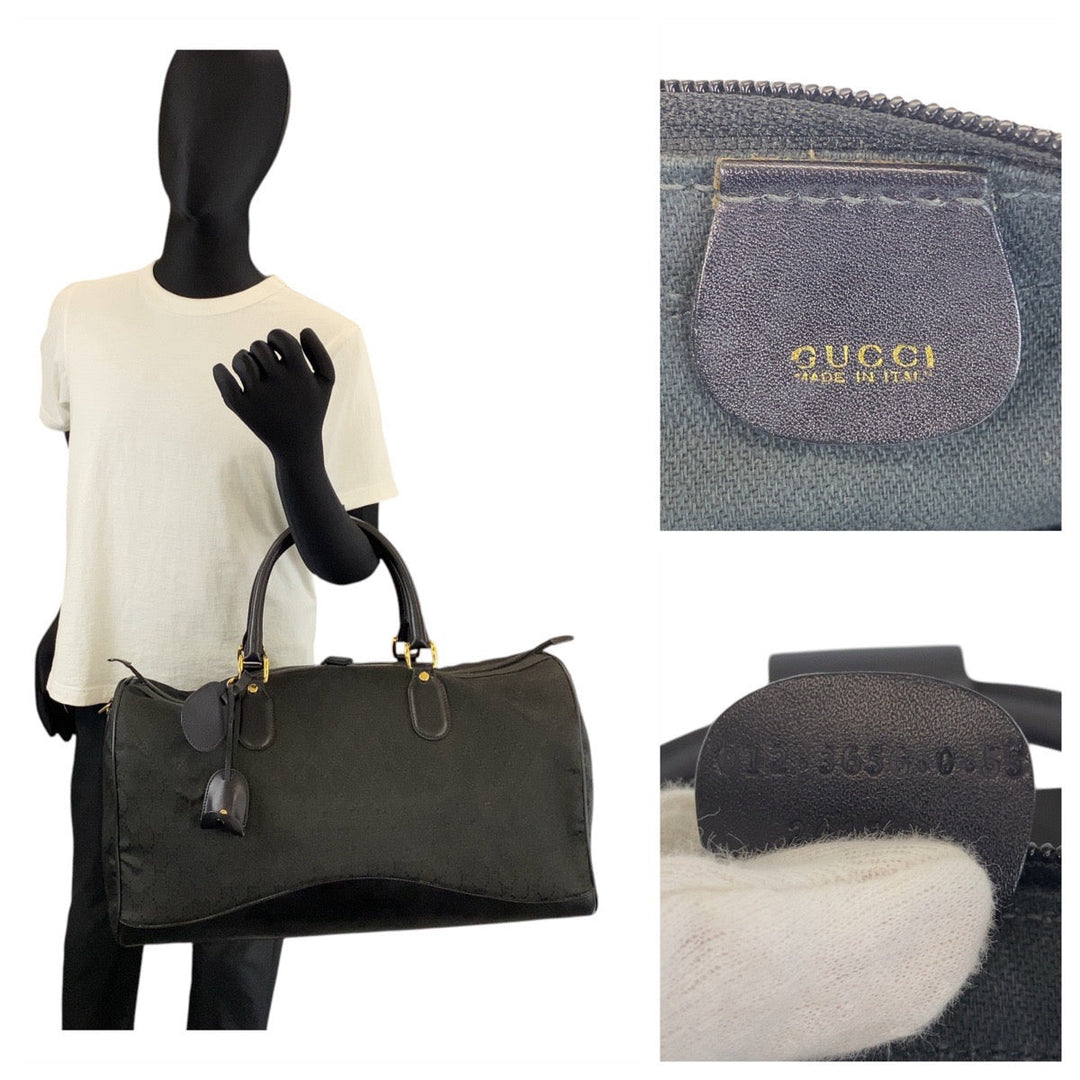 GUCCI Boston Duffel bag 012 3656 0 55 GG canvas, leather Black GoldMetal Boston Duffel bag Shoulder Bag 2way Old Gucci mens Used Authentic