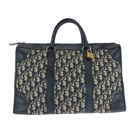 Dior Tote Bag canvas Navy Beige Black Gold Metal Tote Bag Shoulder Bag Trotter Women Used Authentic