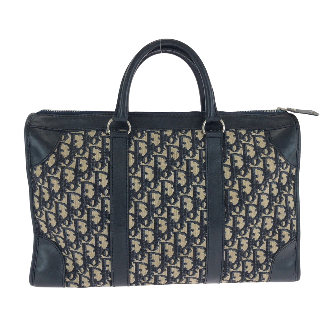 Dior Tote Bag canvas Navy Beige Black Gold Metal Tote Bag Shoulder Bag Trotter Women Used Authentic