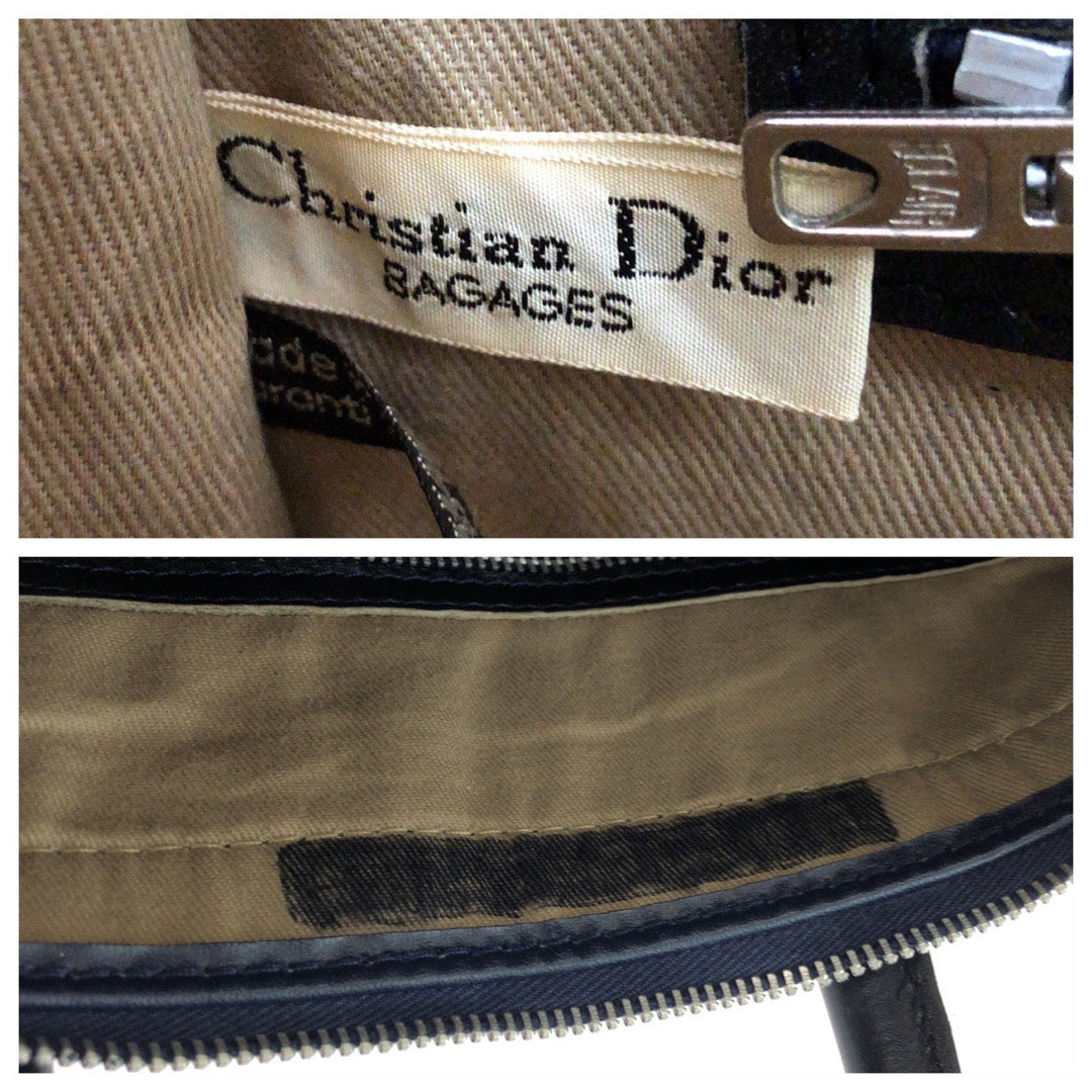 Dior Tote Bag canvas Navy Beige Black Gold Metal Tote Bag Shoulder Bag Trotter Women Used Authentic