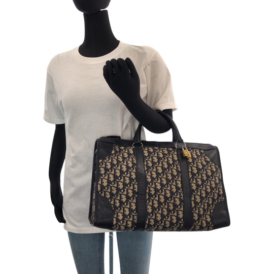 Dior Tote Bag canvas Navy Beige Black Gold Metal Tote Bag Shoulder Bag Trotter Women Used Authentic