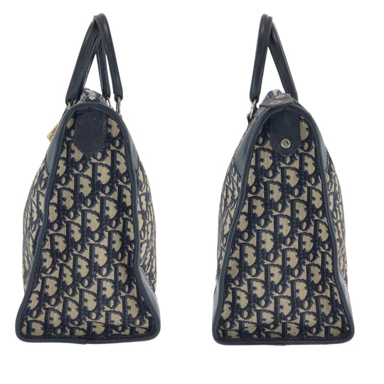 Dior Tote Bag canvas Navy Beige Black Gold Metal Tote Bag Shoulder Bag Trotter Women Used Authentic