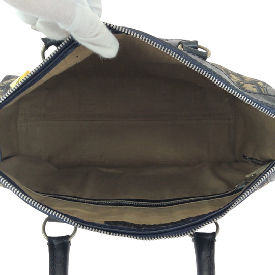 Dior Tote Bag canvas Navy Beige Black Gold Metal Tote Bag Shoulder Bag Trotter Women Used Authentic