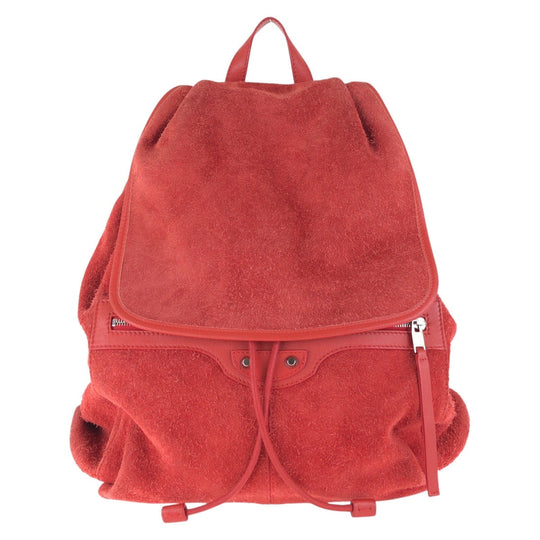 BALENCIAGA Backpack 340139 6410 F 002123 Suede, Leather Red Silver Metal Backpacks, Daypacks, Backpacks, Unisex Traveler Women Used Authentic