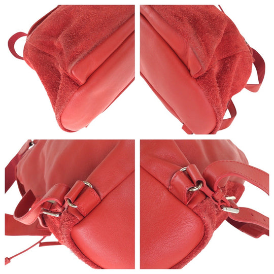 BALENCIAGA Backpack 340139 6410 F 002123 Suede, Leather Red Silver Metal Backpacks, Daypacks, Backpacks, Unisex Traveler Women Used Authentic