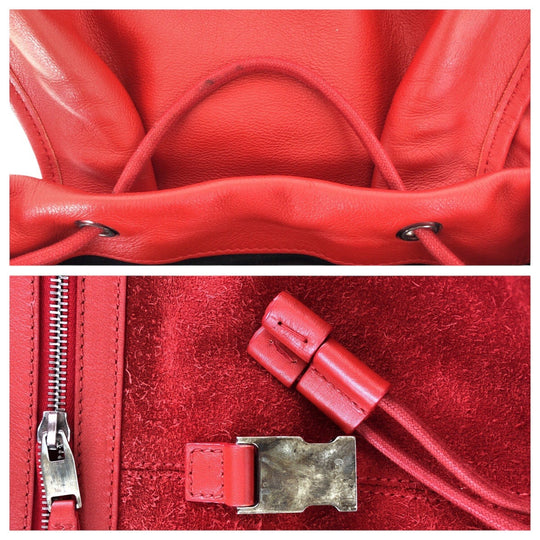 BALENCIAGA Backpack 340139 6410 F 002123 Suede, Leather Red Silver Metal Backpacks, Daypacks, Backpacks, Unisex Traveler Women Used Authentic