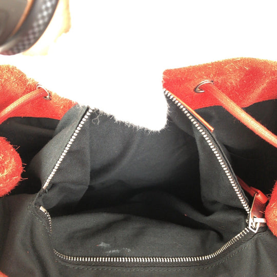 BALENCIAGA Backpack 340139 6410 F 002123 Suede, Leather Red Silver Metal Backpacks, Daypacks, Backpacks, Unisex Traveler Women Used Authentic