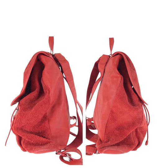 BALENCIAGA Backpack 340139 6410 F 002123 Suede, Leather Red Silver Metal Backpacks, Daypacks, Backpacks, Unisex Traveler Women Used Authentic