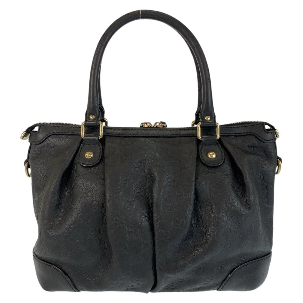 GUCCI Handbag 247902 leather Black GoldMetal Handbag Shoulder Bag 2way Guccisima Sukey Women Used Authentic