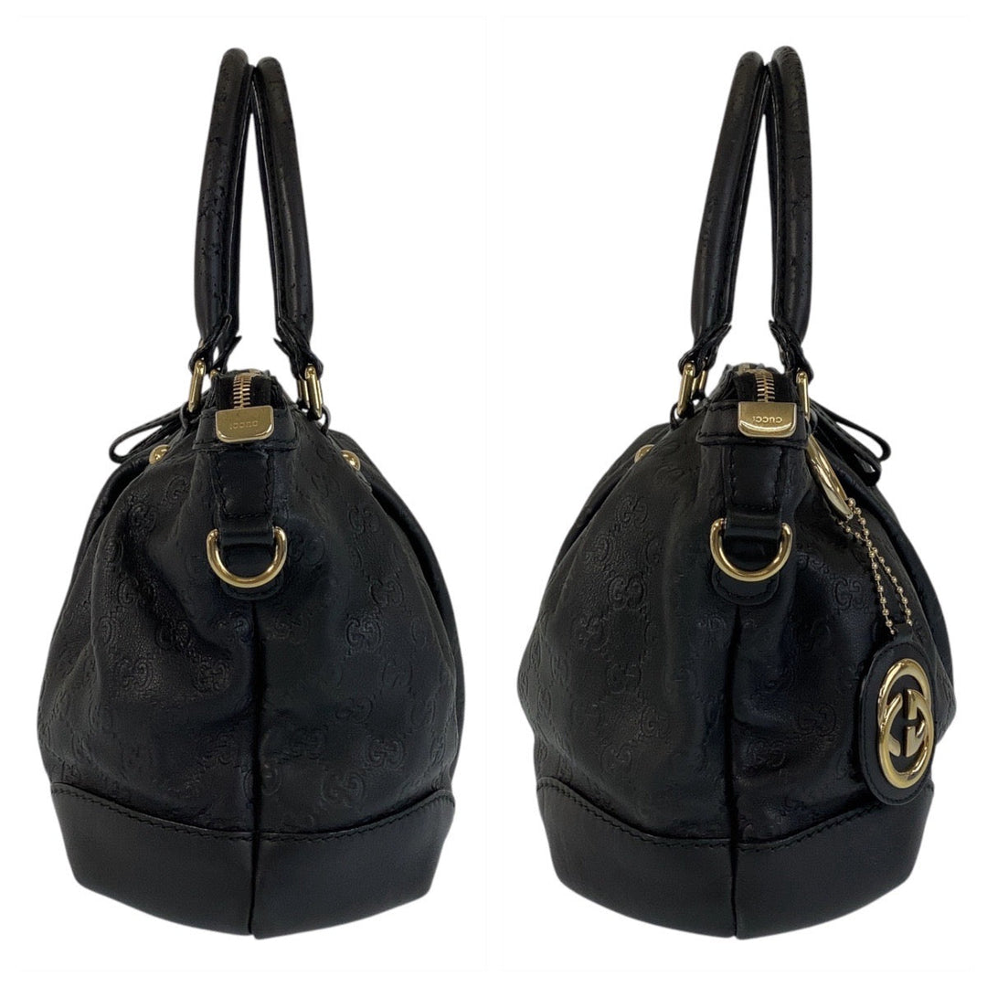 GUCCI Handbag 247902 leather Black GoldMetal Handbag Shoulder Bag 2way Guccisima Sukey Women Used Authentic