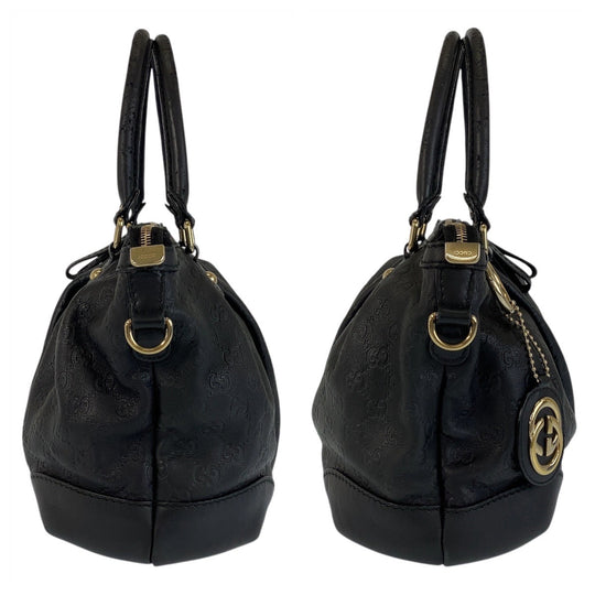 GUCCI Handbag 247902 leather Black GoldMetal Handbag Shoulder Bag 2way Guccisima Sukey Women Used Authentic