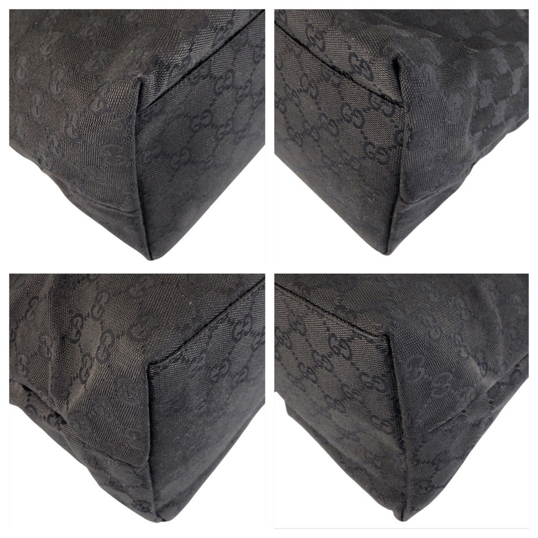 GUCCI Shoulder Bag 001 3380 GG canvas Black black Women Used Authentic