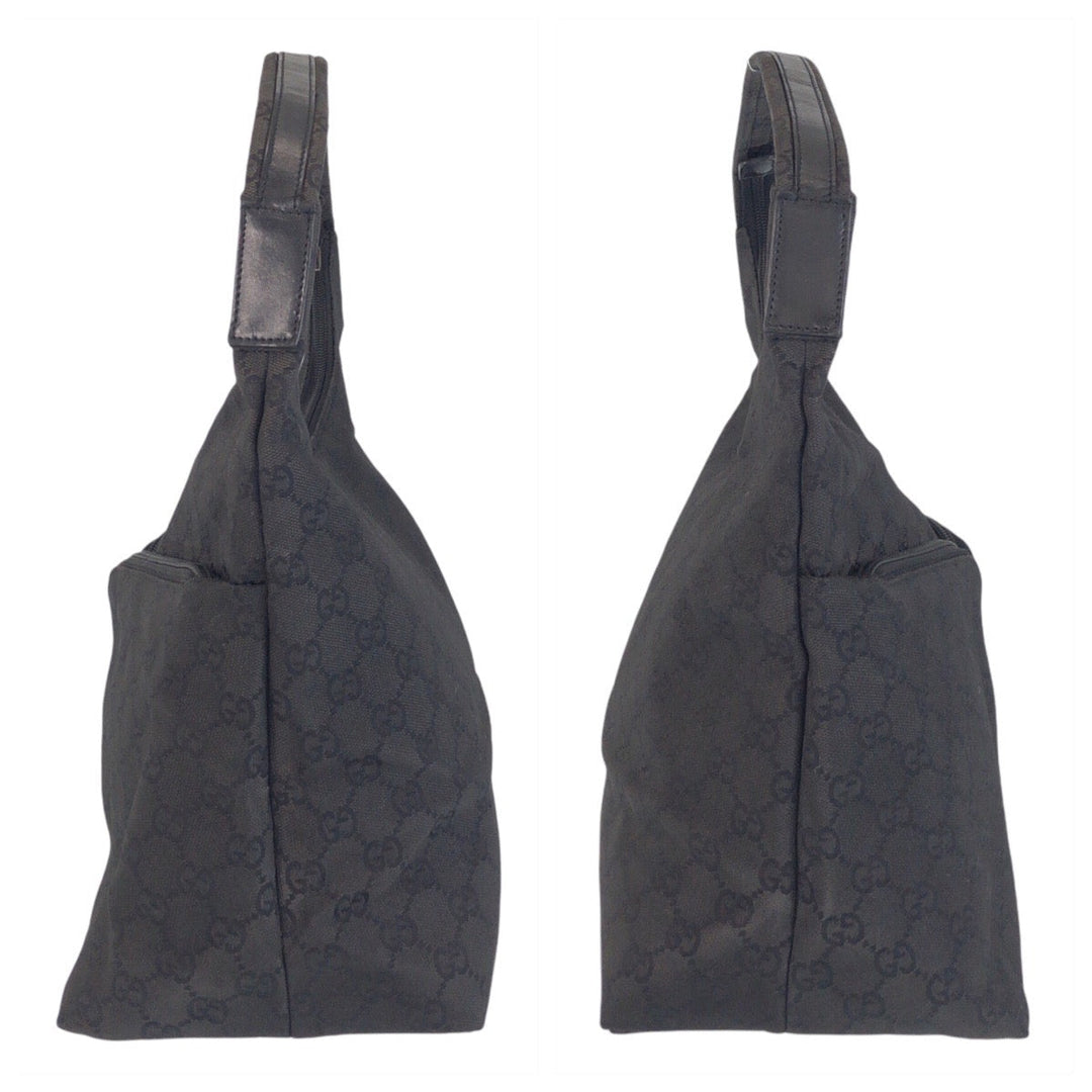 GUCCI Shoulder Bag 001 3380 GG canvas Black black Women Used Authentic