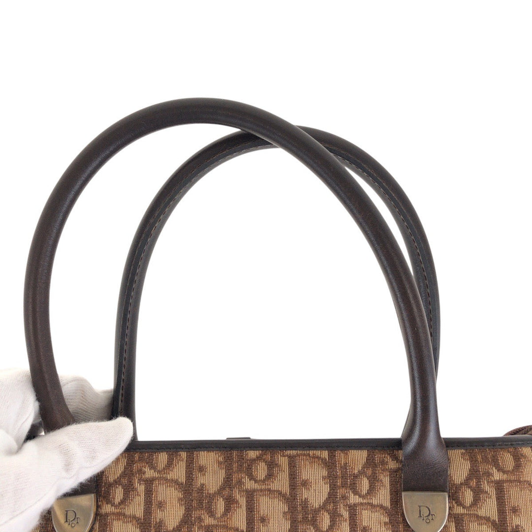 Dior Tote Bag Canvas, Leather Brown Gold Metal Tote Bag handbag Trotter Women Used Authentic