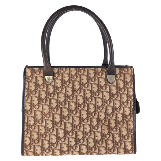 Dior Tote Bag Canvas, Leather Brown Gold Metal Tote Bag handbag Trotter Women Used Authentic