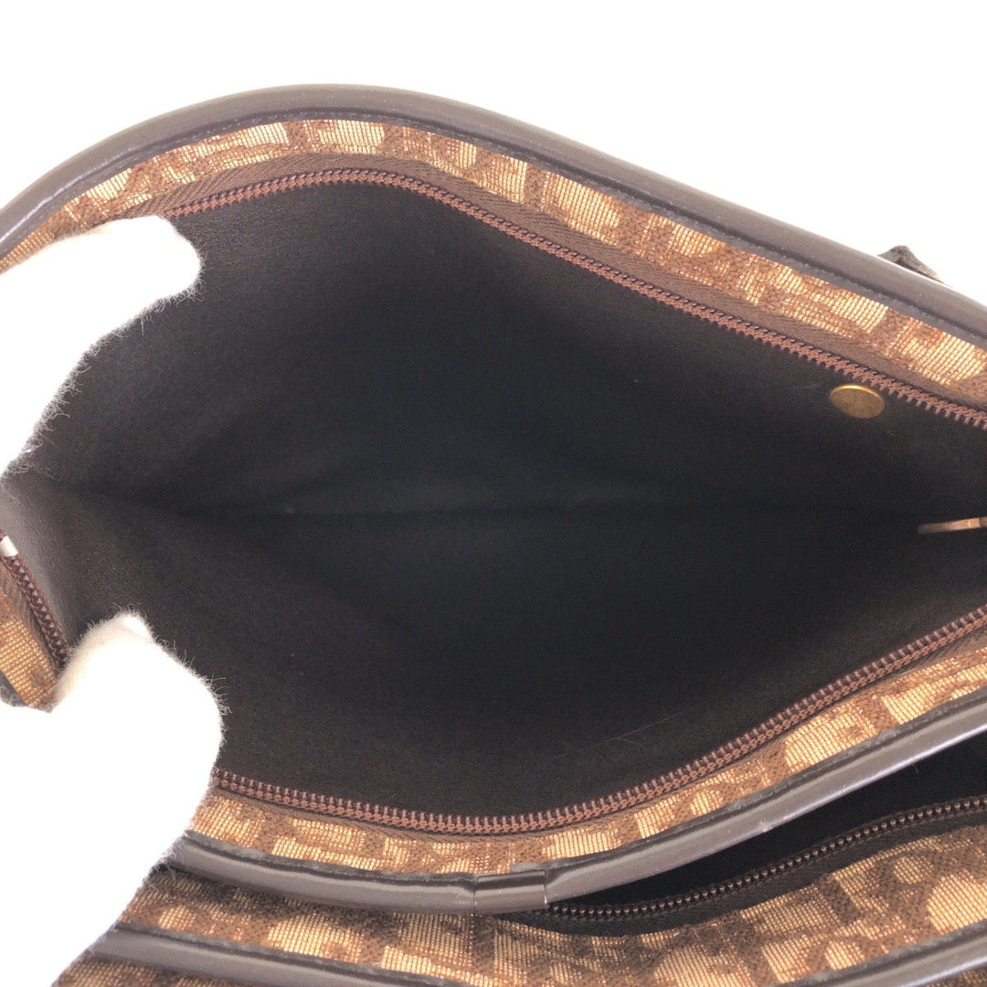 Dior Tote Bag Canvas, Leather Brown Gold Metal Tote Bag handbag Trotter Women Used Authentic