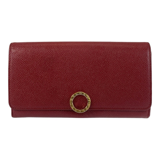 BVLGARI Long Wallet Purse leather Red Gold Metal Long Wallet Purse Bulgari Bulgari Women Used Authentic