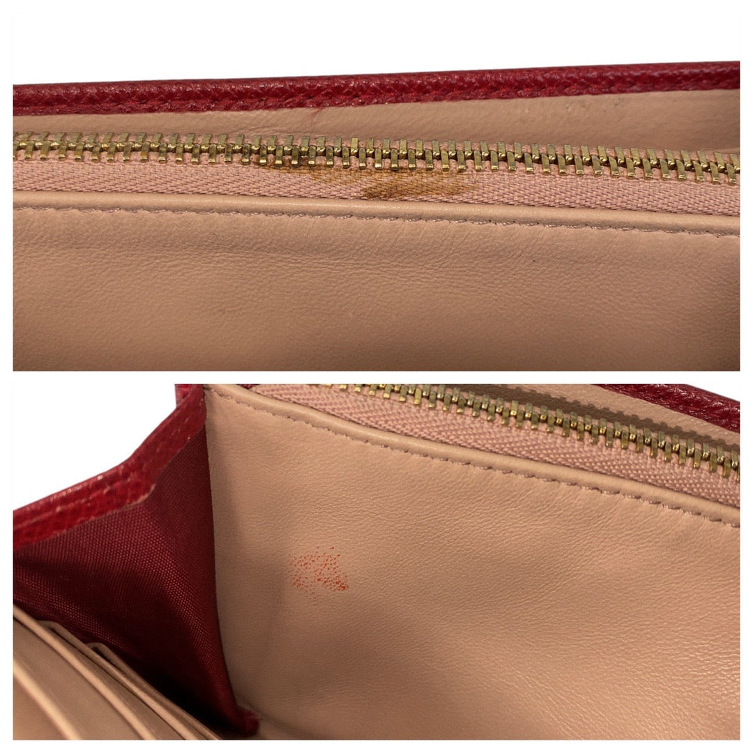 BVLGARI Long Wallet Purse leather Red Gold Metal Long Wallet Purse Bulgari Bulgari Women Used Authentic