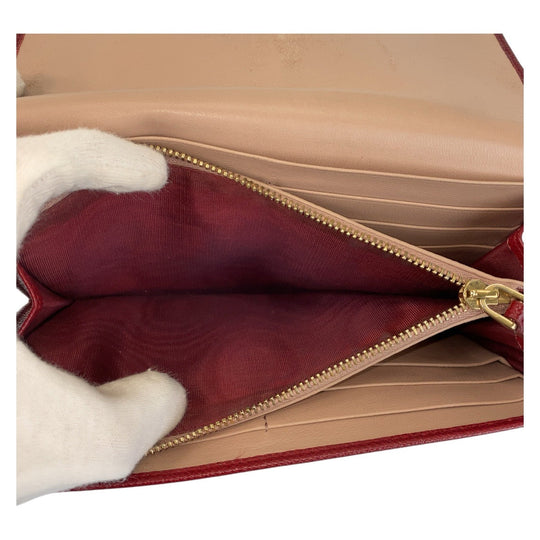 BVLGARI Long Wallet Purse leather Red Gold Metal Long Wallet Purse Bulgari Bulgari Women Used Authentic