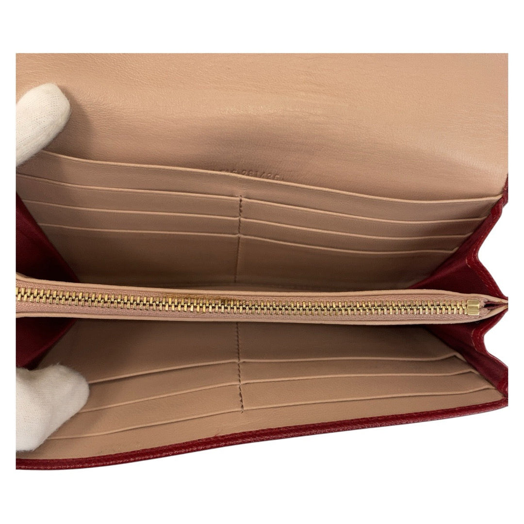 BVLGARI Long Wallet Purse leather Red Gold Metal Long Wallet Purse Bulgari Bulgari Women Used Authentic