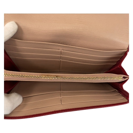 BVLGARI Long Wallet Purse leather Red Gold Metal Long Wallet Purse Bulgari Bulgari Women Used Authentic