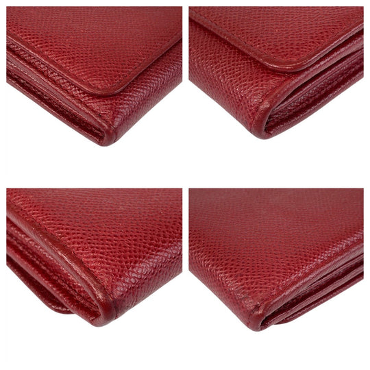BVLGARI Long Wallet Purse leather Red Gold Metal Long Wallet Purse Bulgari Bulgari Women Used Authentic