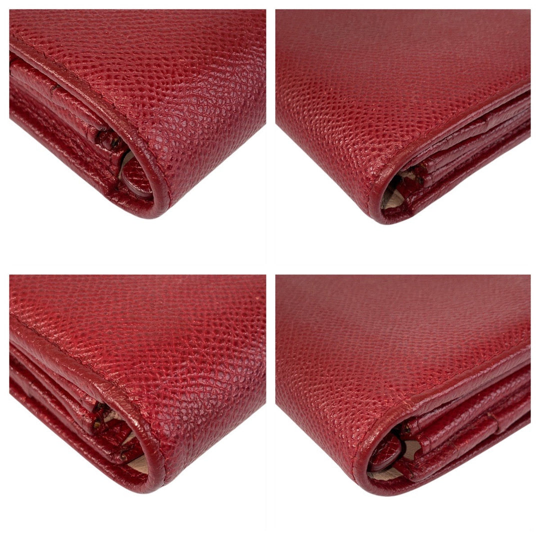 BVLGARI Long Wallet Purse leather Red Gold Metal Long Wallet Purse Bulgari Bulgari Women Used Authentic
