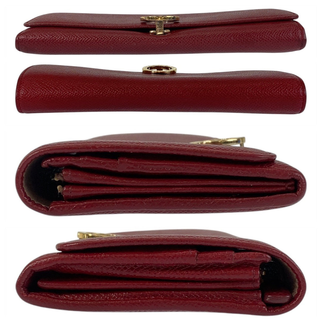 BVLGARI Long Wallet Purse leather Red Gold Metal Long Wallet Purse Bulgari Bulgari Women Used Authentic