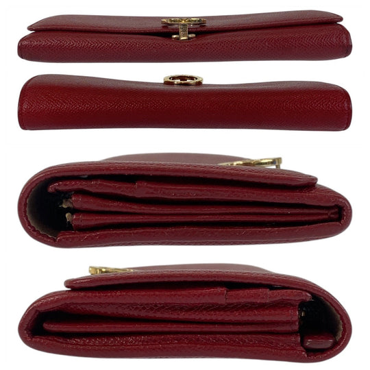 BVLGARI Long Wallet Purse leather Red Gold Metal Long Wallet Purse Bulgari Bulgari Women Used Authentic