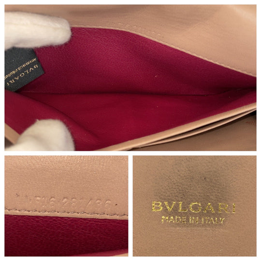 BVLGARI Long Wallet Purse leather Red Gold Metal Long Wallet Purse Bulgari Bulgari Women Used Authentic