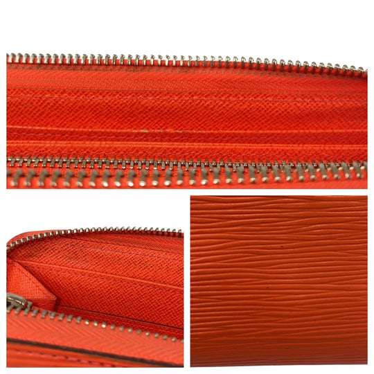 LOUIS VUITTON Long Wallet Purse M82332 leather Orange Long Wallet Purse Epi Zippy wallet Women Used Authentic