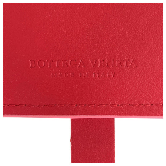 BOTTEGAVENETA Bifold Wallet leather Pink Red SilverMetal Folding wallet Compact wallet INTRECCIATO Women Used Authentic