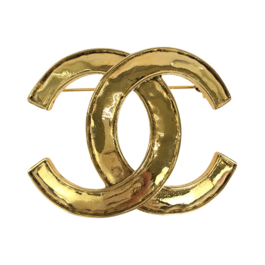 CHANEL Brooch plating gold Big COCO Mark Women Used Authentic