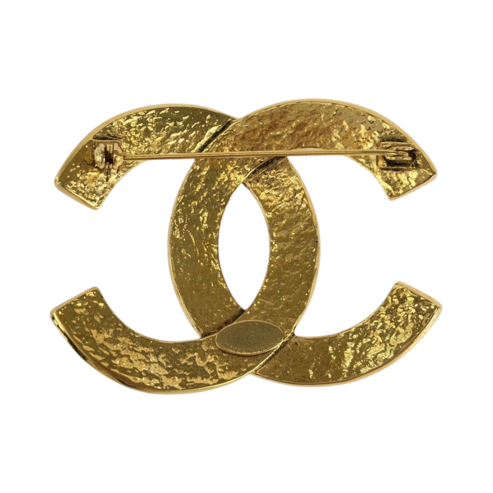 CHANEL Brooch plating gold Big COCO Mark Women Used Authentic