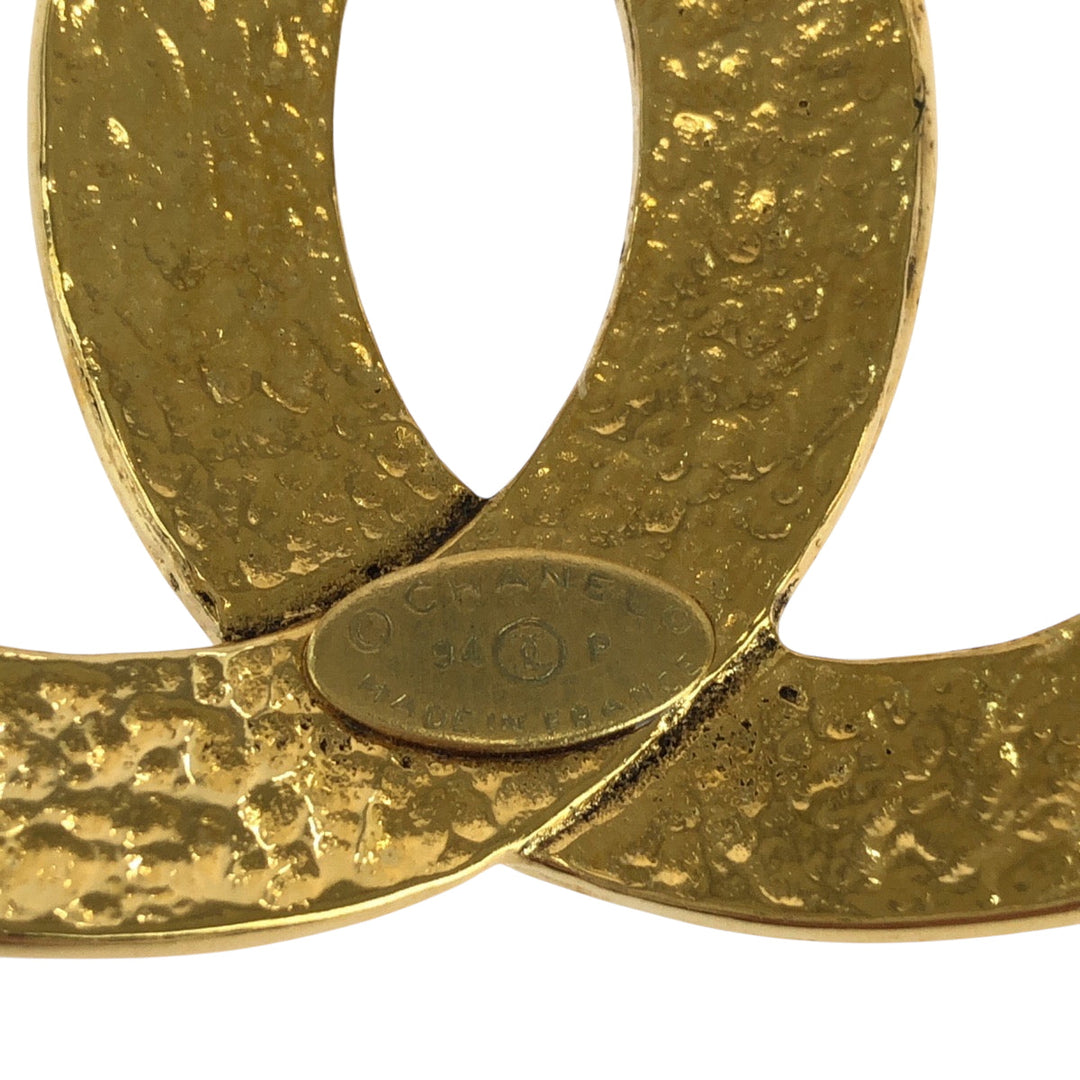 CHANEL Brooch plating gold Big COCO Mark Women Used Authentic