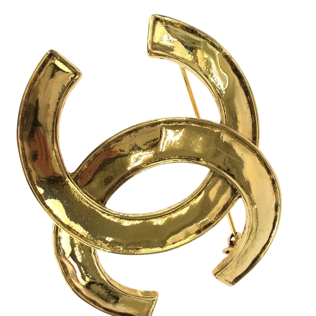 CHANEL Brooch plating gold Big COCO Mark Women Used Authentic