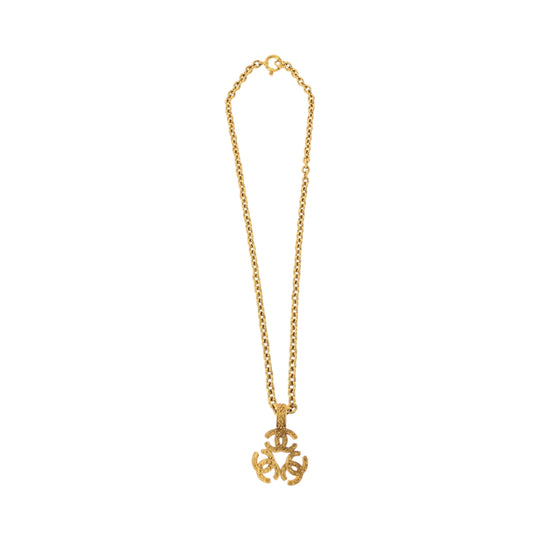 CHANEL Necklace plating gold ChainNecklace lava Triple COCO Mark Women Used Authentic