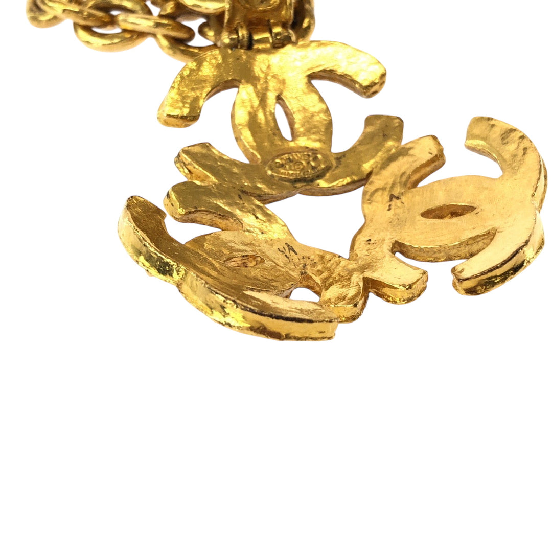 CHANEL Necklace plating gold ChainNecklace lava Triple COCO Mark Women Used Authentic