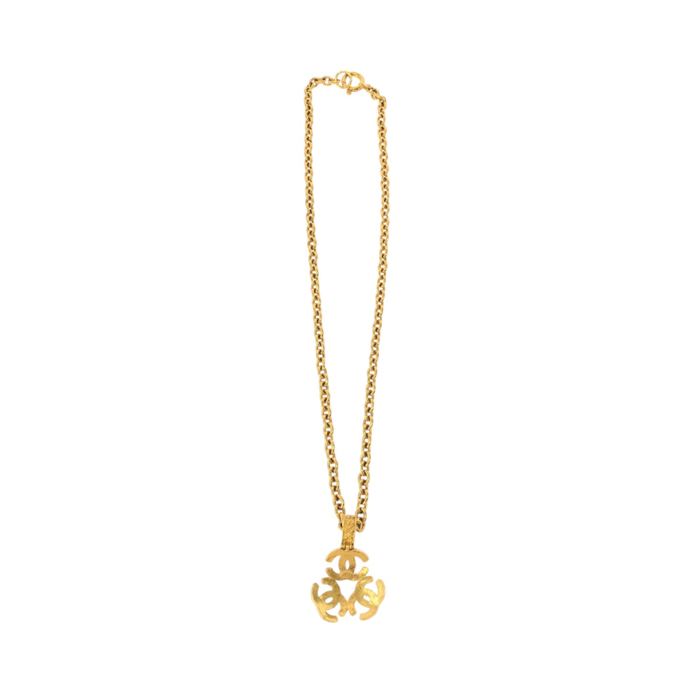 CHANEL Necklace plating gold ChainNecklace lava Triple COCO Mark Women Used Authentic