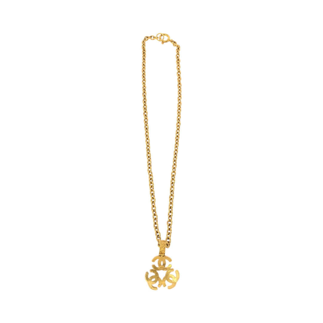 CHANEL Necklace plating gold ChainNecklace lava Triple COCO Mark Women Used Authentic
