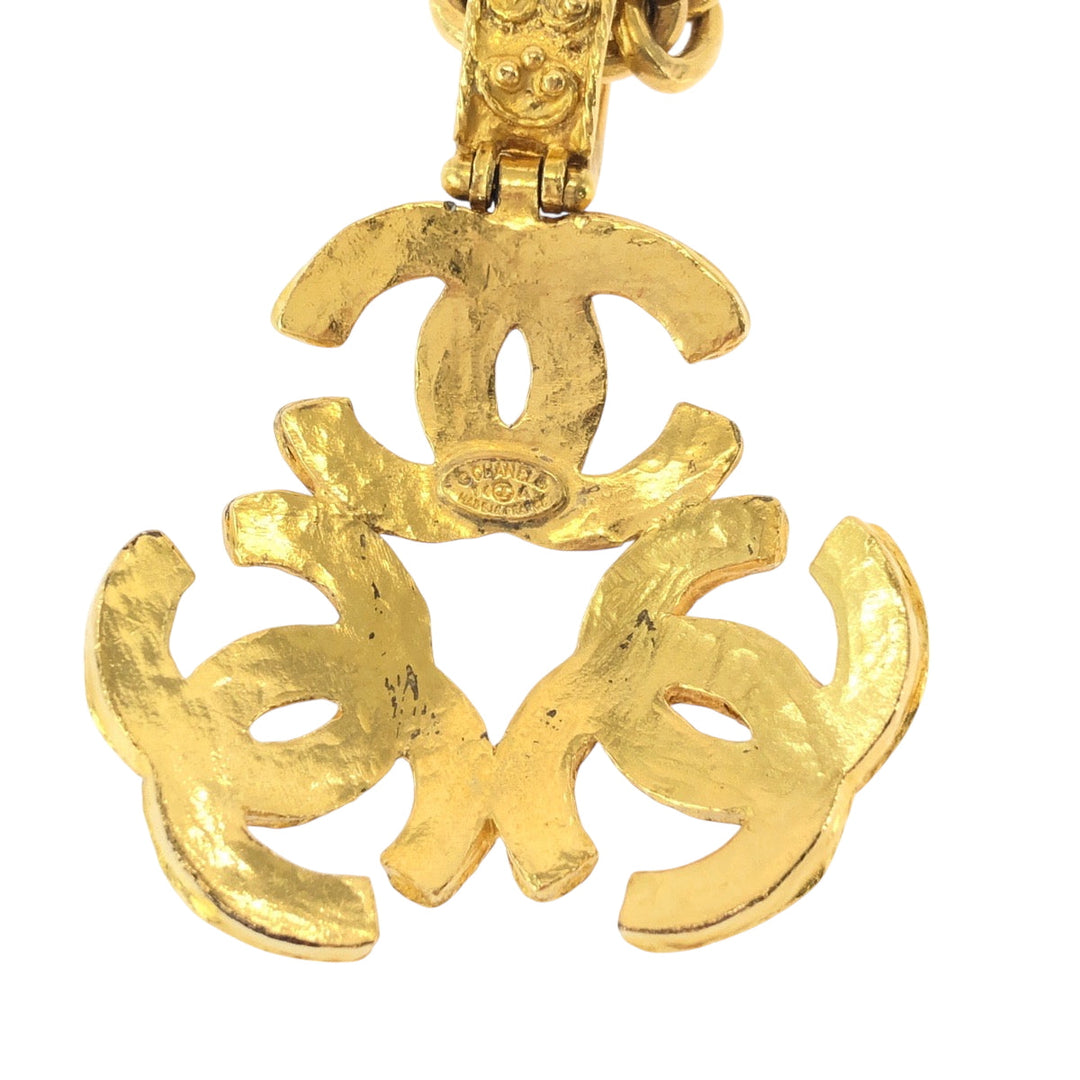 CHANEL Necklace plating gold ChainNecklace lava Triple COCO Mark Women Used Authentic