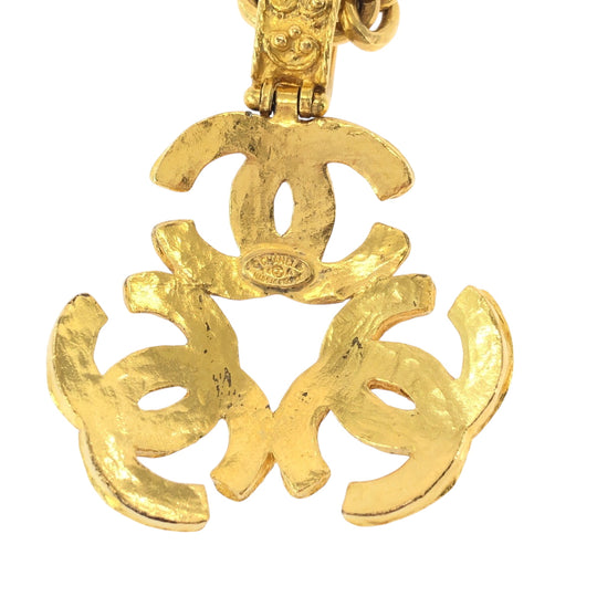 CHANEL Necklace plating gold ChainNecklace lava Triple COCO Mark Women Used Authentic