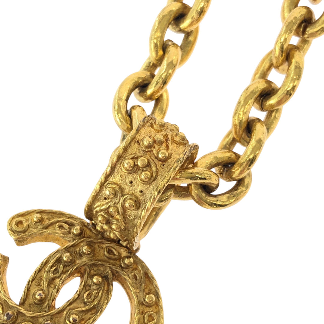 CHANEL Necklace plating gold ChainNecklace lava Triple COCO Mark Women Used Authentic