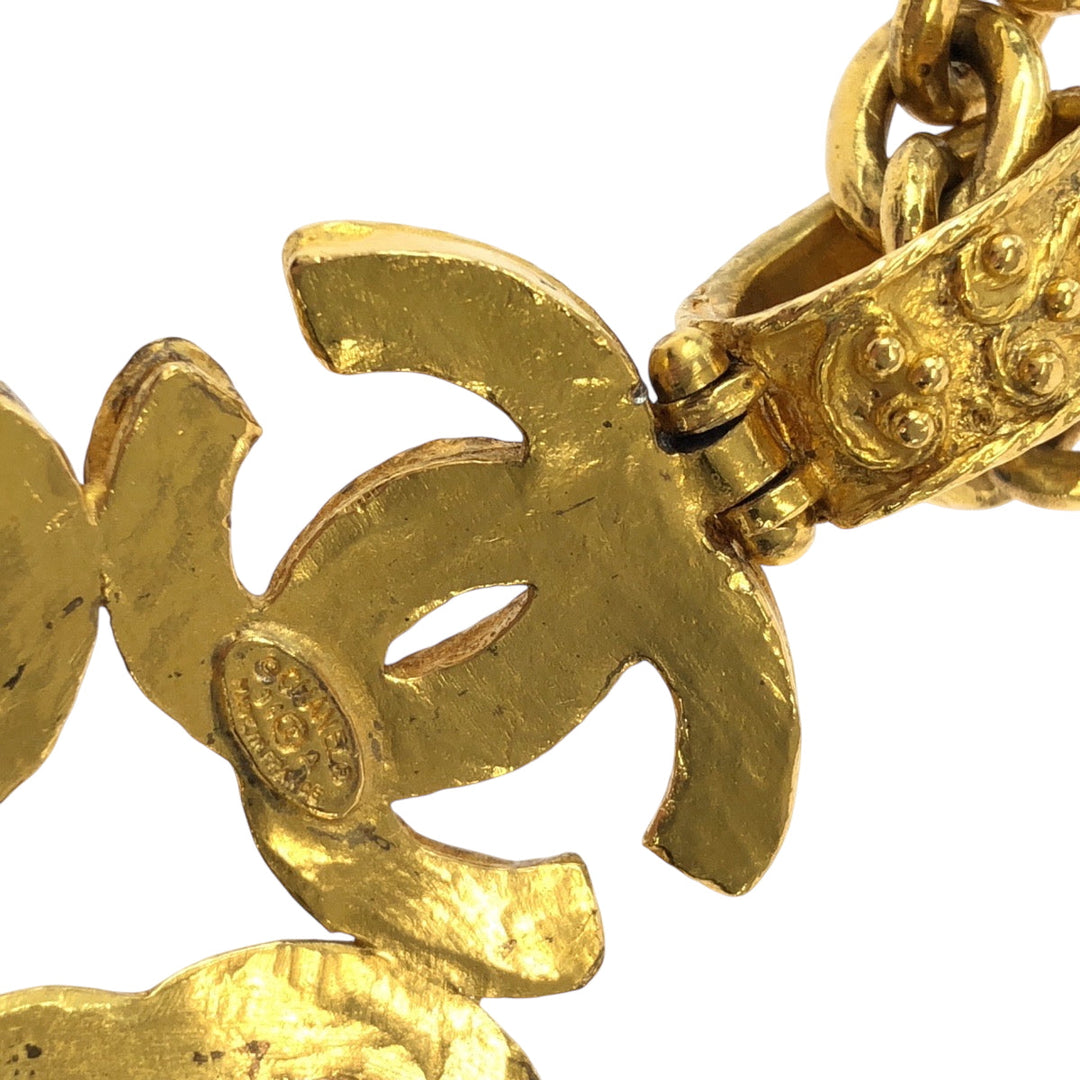 CHANEL Necklace plating gold ChainNecklace lava Triple COCO Mark Women Used Authentic