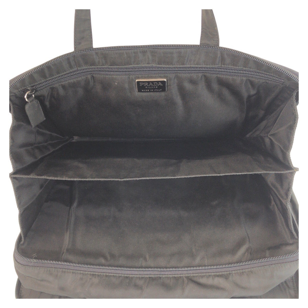 PRADA Business bag Nylon Black SilverMetal Business bag briefcase Test Triangle With logo mens Used Authentic