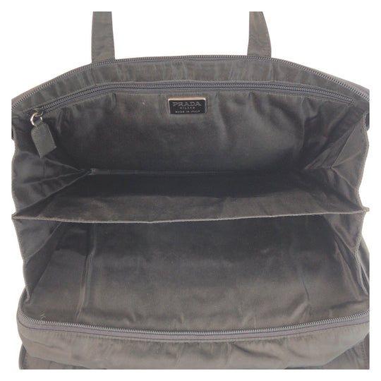 PRADA Business bag Nylon Black SilverMetal Business bag briefcase Test Triangle With logo mens Used Authentic