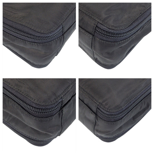 PRADA Business bag Nylon Black SilverMetal Business bag briefcase Test Triangle With logo mens Used Authentic